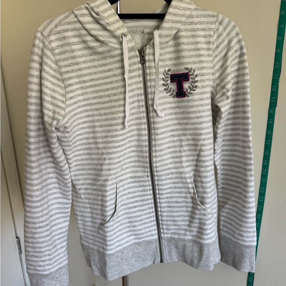 Tildon Gray and White Striped Hoodie